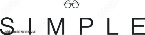 Minimalist logo design featuring the word 'SIMPLE' in elegant black text with a subtle line art eyeglasses icon above it, conveying clarity and straightforwardness for branding.