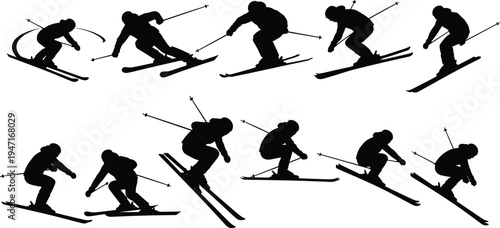 Black silhouettes of musicians playing musical instruments, orchestra and band performers in action, creative music vector icons on white background