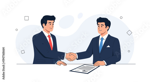 Businessmen shaking hands over a contract, agreement, partnership, success