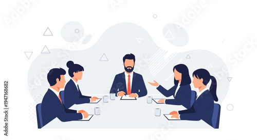 Business Meeting: Diverse Team Collaborating Around a Table