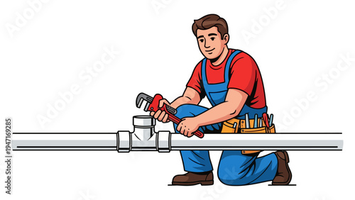 Man working with pipe.