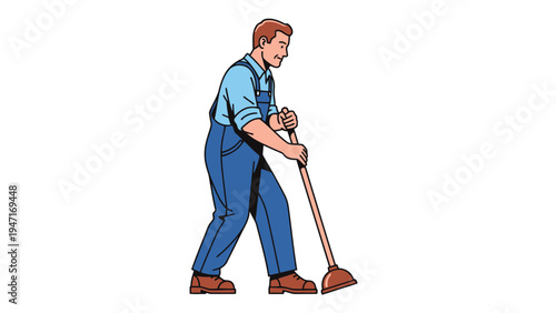 Man using a shovel.