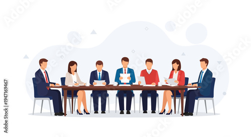 Business Meeting: Diverse Team Collaborating Around a Conference Table