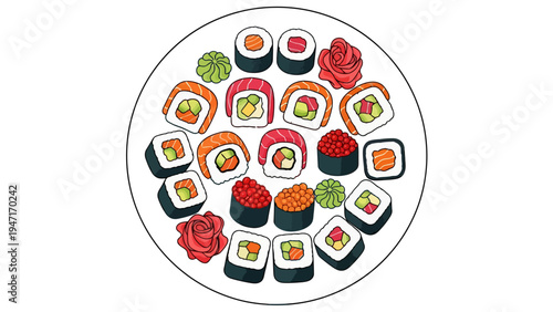 Variety of Sushi Rolls.