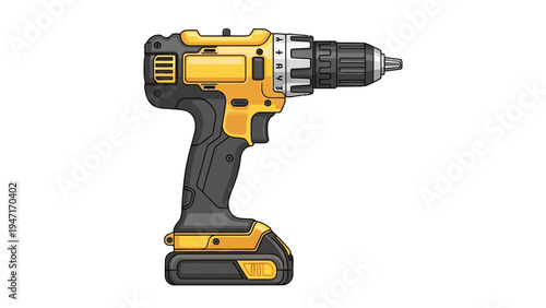 Yellow Cordless Power Drill.
