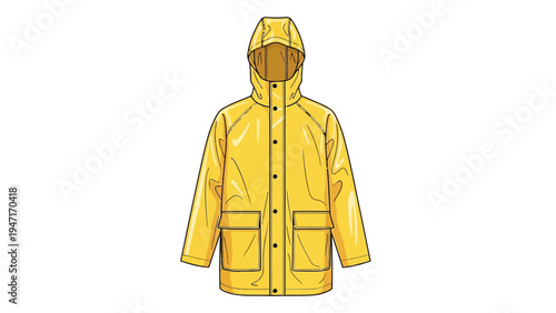 Yellow Rain Jacket Hooded.