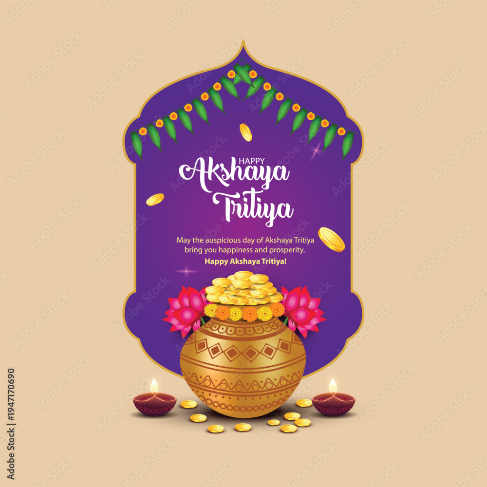 Fototapeta premium happy Akshaya Tritiya of India. abstract vector illustration design