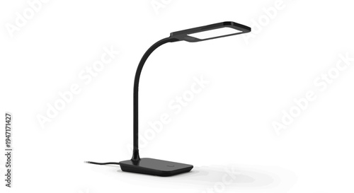 Modern Black LED Desk Lamp on White Background