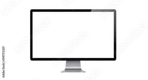 A computer monitor with a blank screen isolated on transparent background