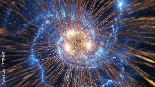 Abstract Cosmic Energy Swirls and Light Streaks in Deep Space.