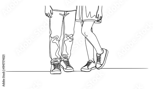 One continuous line drawing kids shoes footwear fashion outline vector illustration