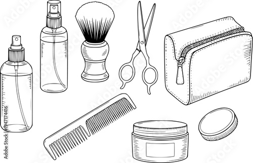 Vintage grooming tools and toiletries collection for personal care and shaving