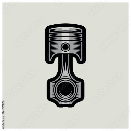Detailed vintage illustration of an engine piston and connecting rod, showcasing mechanical engineering and automotive parts.