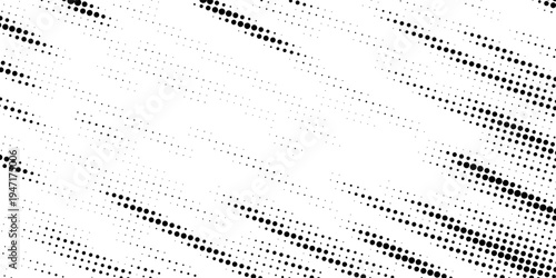 Dotted halftone gradient texture. Vanishing polka dot background. Repeating dots gradation pattern background. Black fading comic pop art overlay backdrop. Raster effect wallpaper. Vector halftone