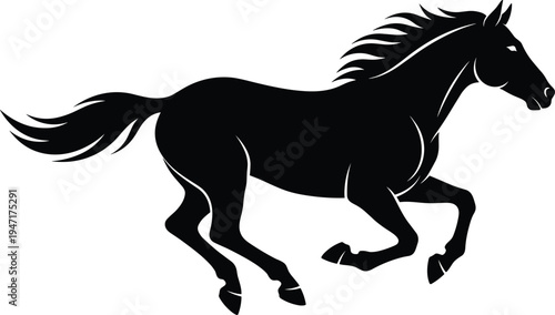Horse Silhouette Illustration Vector Featuring Galloping Stallion, Freedom Symbol, and Marketplace Success for Creative Projects
