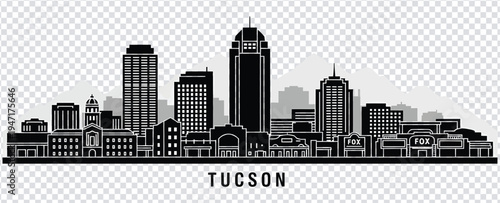 Vector illustration tucson arizona city skyline silhouette vector illustration