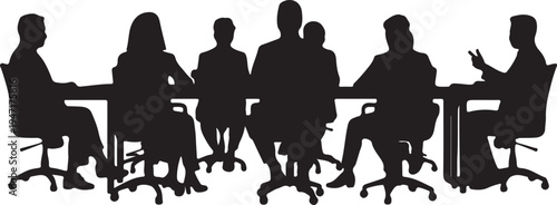 Business professionals in a collaborative meeting around a conference table