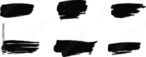 A collection of six black brush strokes on a white background
