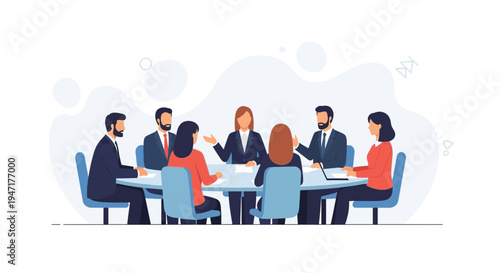 Business Meeting: Diverse Team Collaborating Around a Table