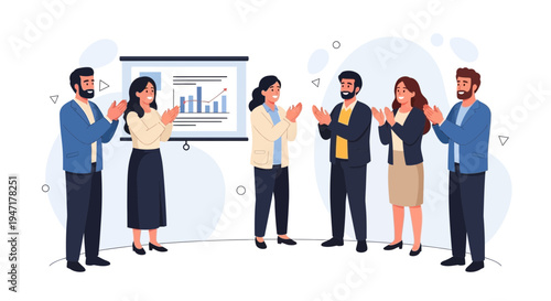 Business team applauding during presentation, success and teamwork concept