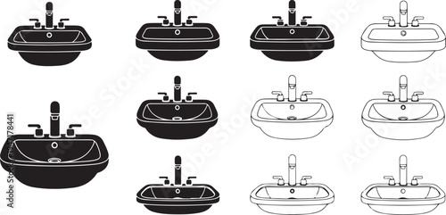 Collection of black and white bathroom sinks with faucets in various shapes and styles black sink de