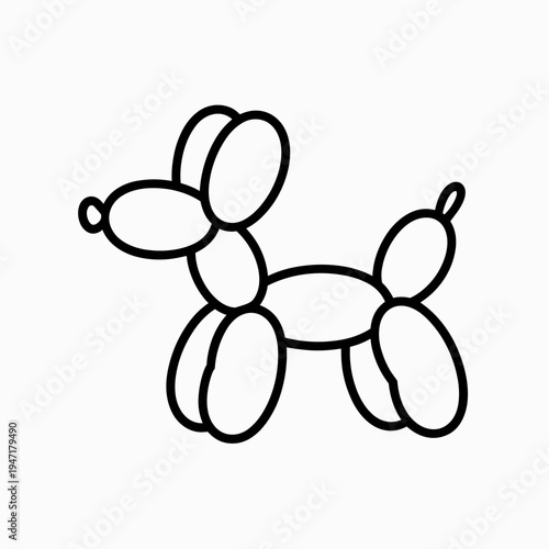 Balloon Dog Cartoon Outline – Cute Animal Line Art Coloring Page Illustration