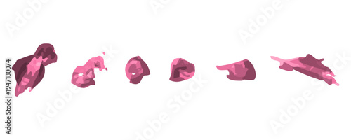 A set of pink scatter brushes. Grunge texture. White background.