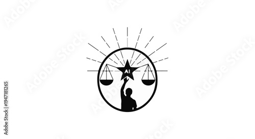 justice scale with star and sunburst logo