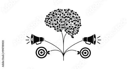 Marketing strategy concept with megaphones and target audience