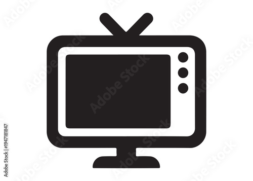 television logo silhouette vector, Vintage retro antenna television logo silhouette vector illustration, old tv logo, box tv logo, tv retro logo silhouette design on white background