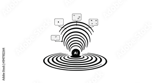 black and white illustration of a person trapped in a sound wave