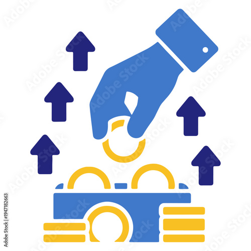 Crowdfunding Solid Icon Simple Shapes Vector for Online Fundraising Concept