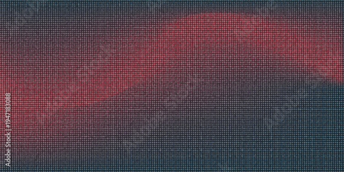 Vector Chequered Halftone Pattern Smooth Curved Border Red Blue Abstract Background Concept. Checkered Rounded Square Dots Blur Texture Pop Art Design. Half Tone Contrast Graphic Art Wide Wallpaper
