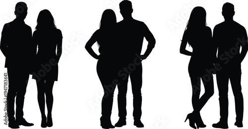 An optical illusion featuring silhouettes of people hidden within a pattern of vertical stripes Vector