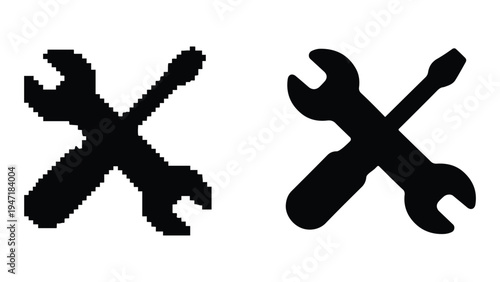 Crossed Wrench Tools Icons – Repair and Maintenance Symbol Vector Set