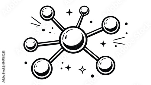 Abstract Network Connection Illustration – Technology Nodes and Data Link Vector