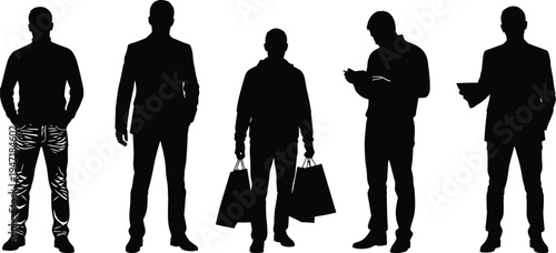 Abstract silhouette figures depicted through a series of vertical black and white parallel lines Vector