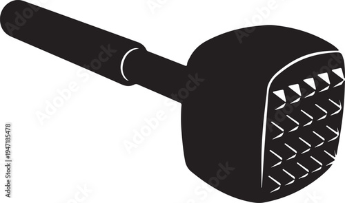 Hand holding a hammer and key illustration on white background