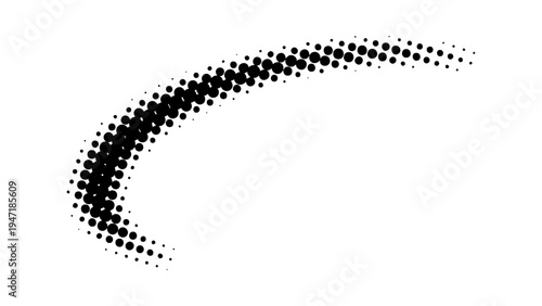 A minimalist vector graphic of a dotted arc shape on a white background
