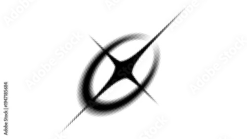 A minimalist vector graphic of a stylized star symbol with a circular design