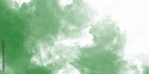 Beautiful dark gradient hand drawn by brush grunge background blue watercolor and bokeh paper texture. A green cloud of smoke isolated on transparent background, creating a soft and dreamy effect, 