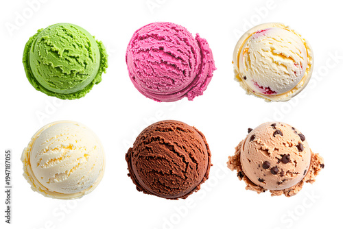ice cream dessert isolated on a transparent white background. Top view