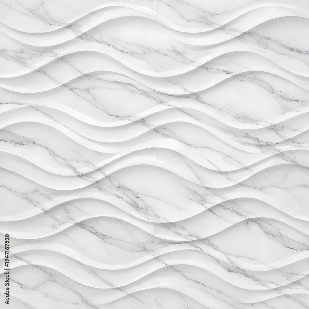 Obraz premium 3D Wave Carved Marble Tile Seamless Luxury Stone Texture Pattern Background
