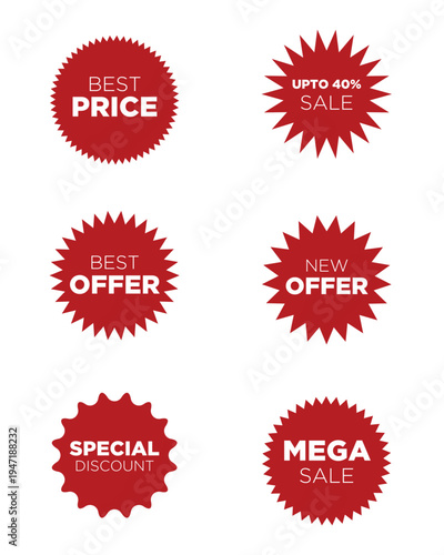 BOGO and Flash Sale Badge Set, Buy 1 Get 1 Free and Bonus Deal Vector Icons