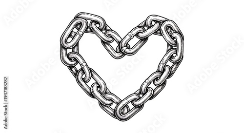 Heart made of metal chain links