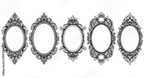 Set of ornate antique decorative picture frames collection