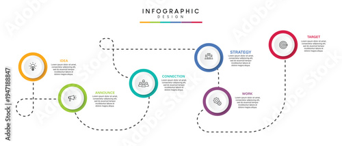 A colorful infographic template with a modern design and vibrant graphics