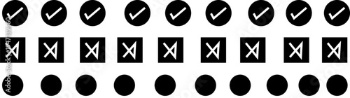 Checklist vector icon set, checkmarks, cross symbols, and clipboard designs vector style. vector illustration .