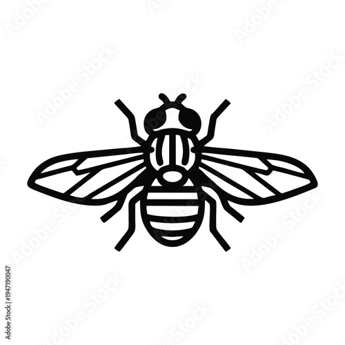 House Fly Insect Pest Control Line Art Vector Illustration