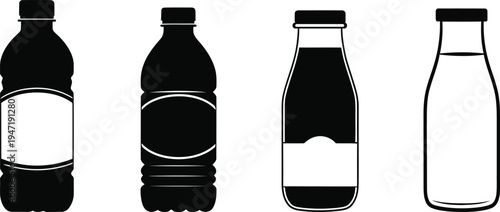 Silhouette of four bottles in different states of fullness